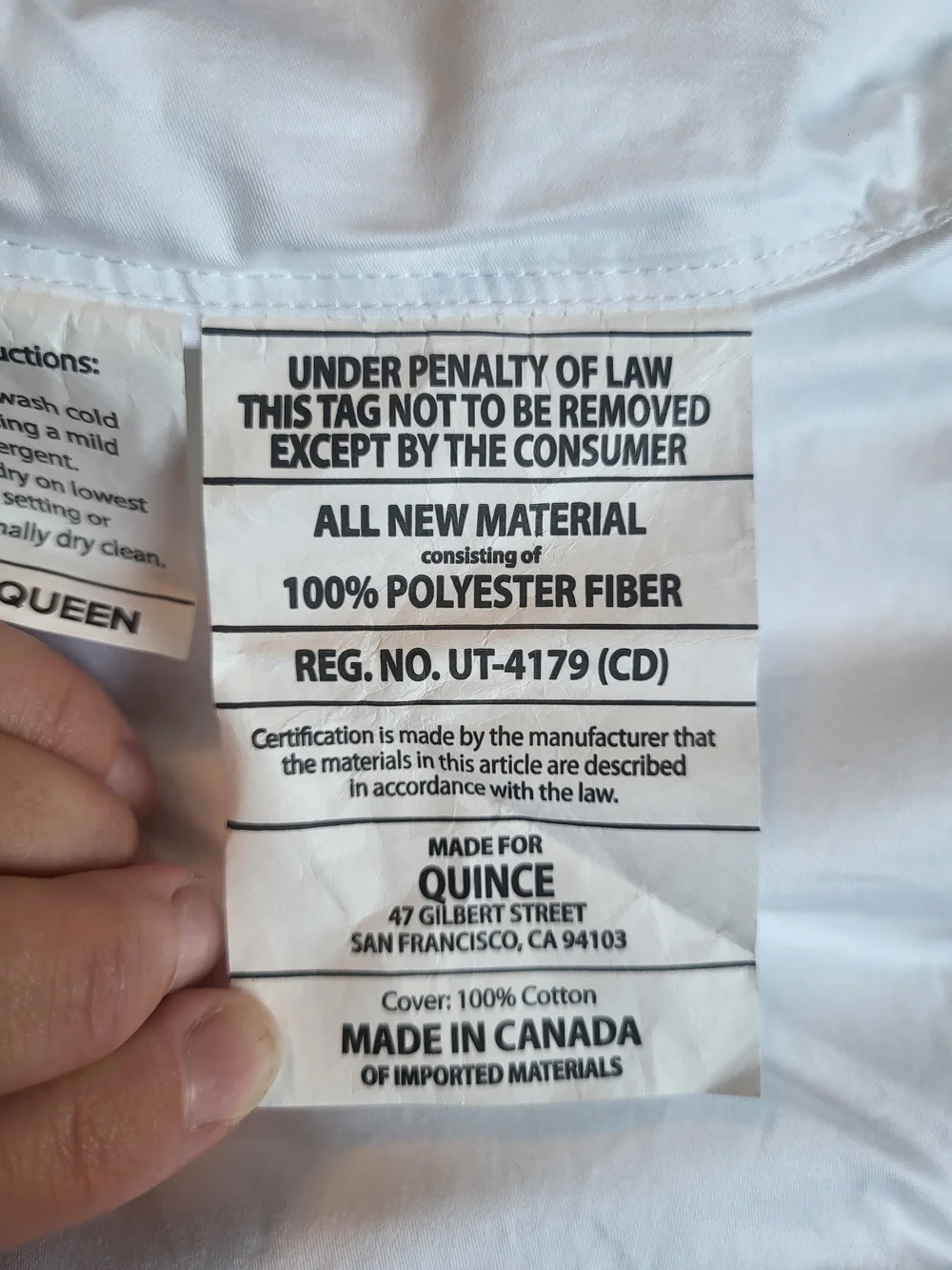 NIB Quince Premium Down Alternative Duvet Insert, Full/Queen, All Seasons